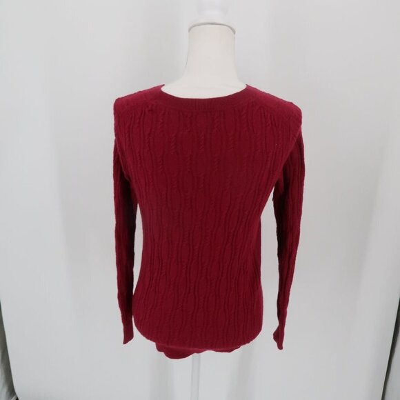 Banana Republic Maroon Red Cable Knit Sweater Fine Italian Yarn Filpucci Size M - Picture 7 of 8